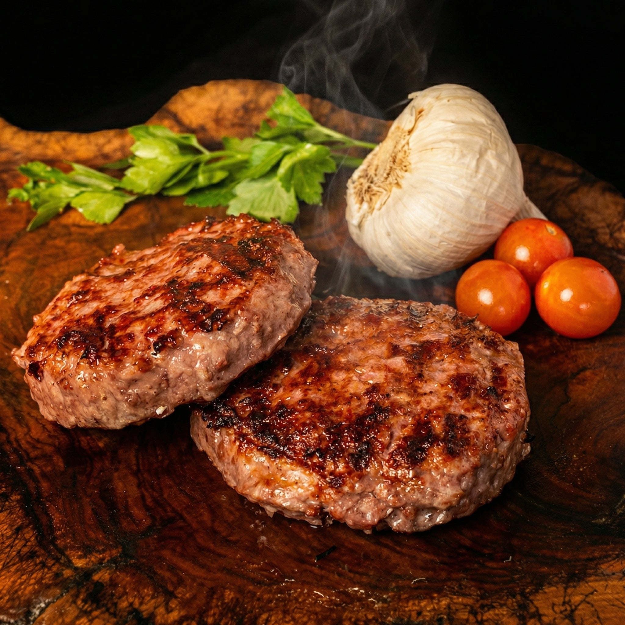 HAMBURGUESA DE LONGANIZA, CON QUESO, SETAS Y CEBOLLA (300 gr)