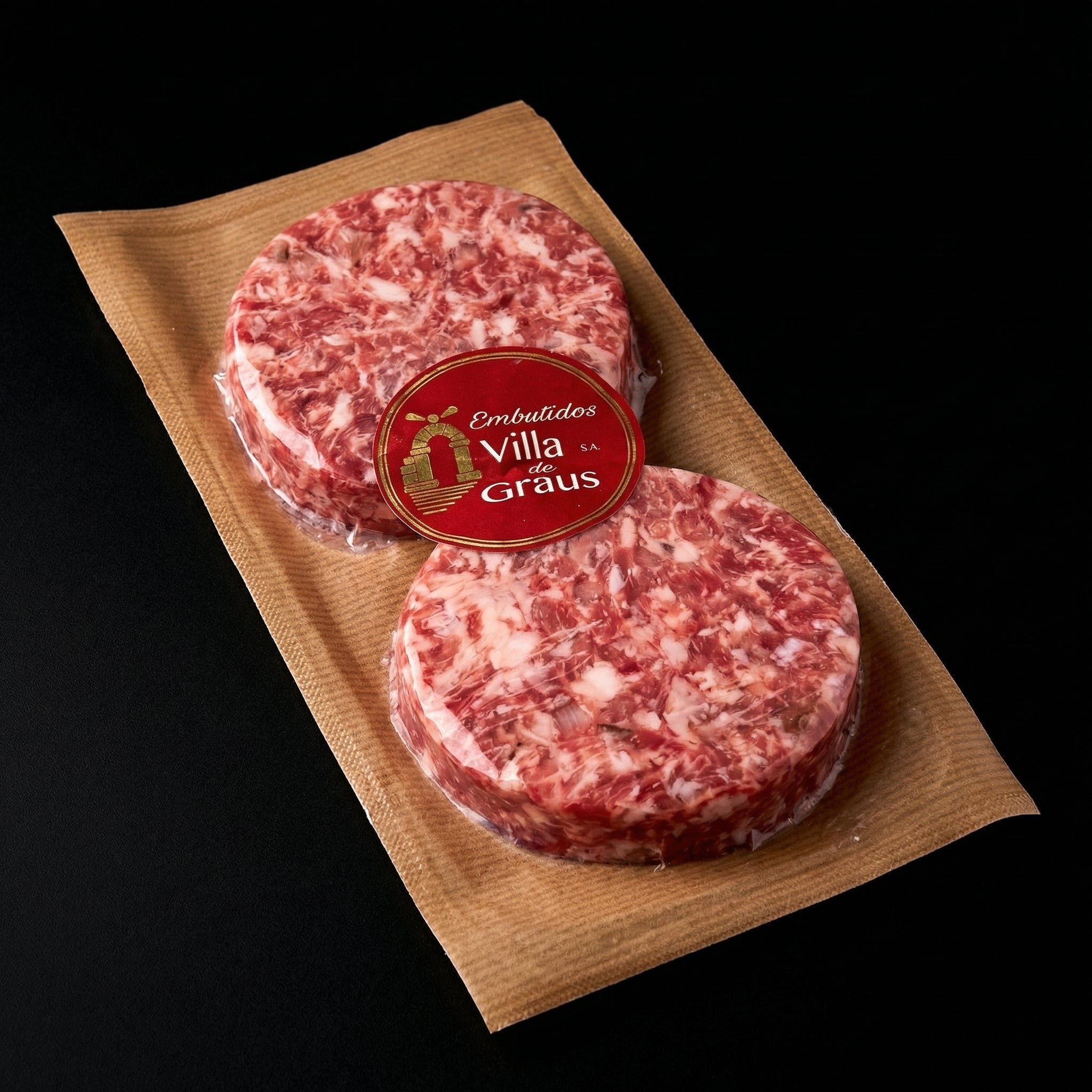 HAMBURGUESA DE LONGANIZA, CON QUESO, SETAS Y CEBOLLA (300 gr)